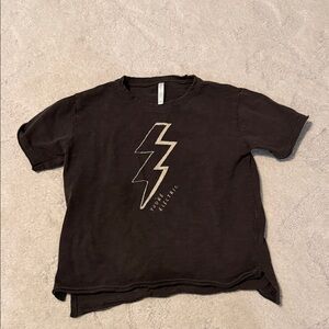 Rylee + Cru Black Tee with Gold Lightning Bolt